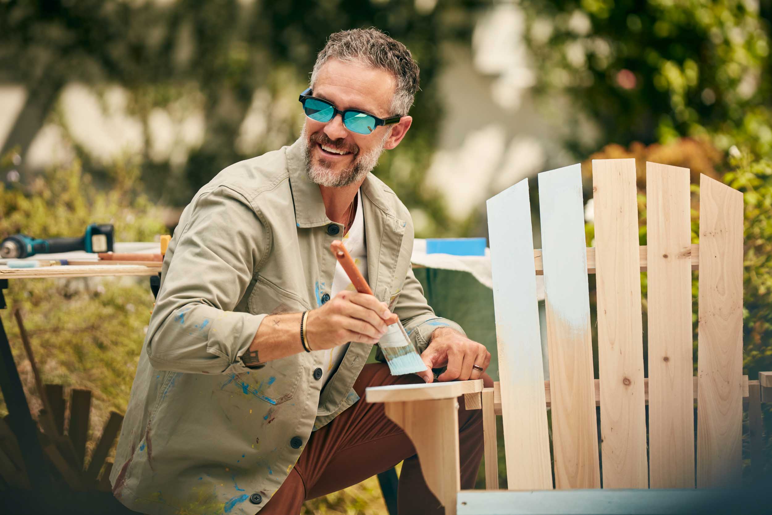 Painting An Adiorondack Chair, Wearing Smartglasses