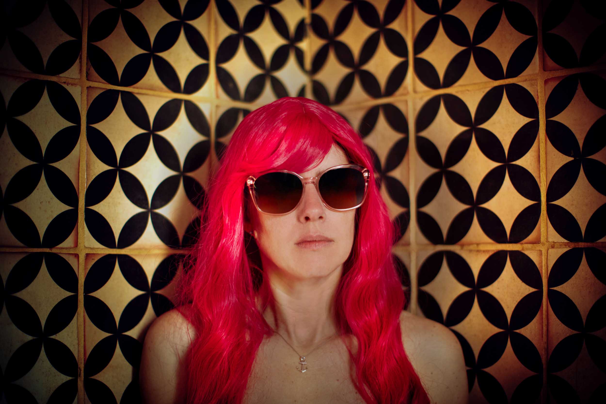 Vintage Tile, A Wig, And  A Pair Of Shades